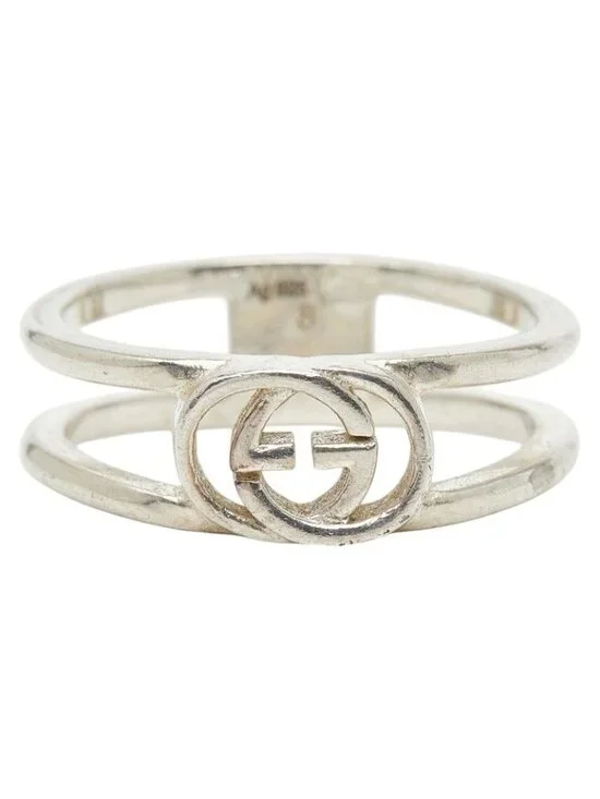 Gucci Interlocking Wide Open Band Ring Silver - Picture 1 of 7